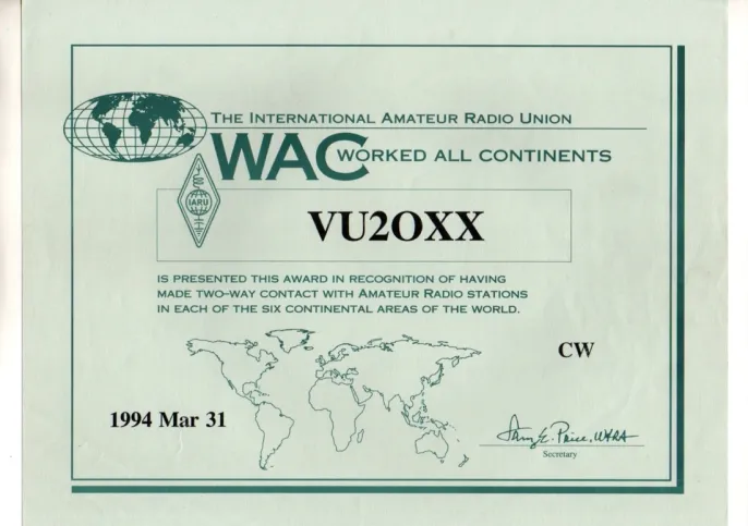 Worked All Continents Award